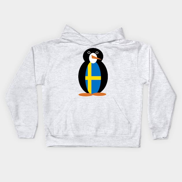 Swedish Flag Penguin Kids Hoodie by AuntieShoe